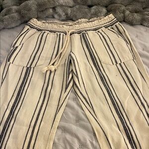 3/$30 Roxy Beige and Black Striped Trousers